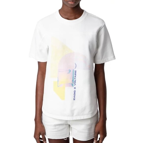 NWT Zadig & Voltaire Bow Mo Terry Palmier Tee Women's Size S, White MSRP $248 - Picture 2 of 10